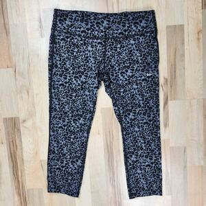 Nike‎ Dri-FIT Running Cropped Leggings Leopard Print Athletic Pants Large